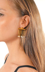 Cargue la imagen en el visor de la galería, Pendientes de caída a mitad de perla