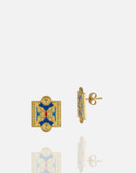 Load image into Gallery viewer, Royal Princess Flower Earrings Enamel with 24k gold plating.