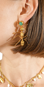 Load image into Gallery viewer, Golden Ant Statement Earrings