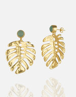 Load image into Gallery viewer, Golden Monstera Leaf Earrings