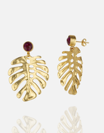 Load image into Gallery viewer, Golden Monstera Leaf Earrings