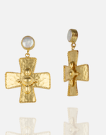 Load image into Gallery viewer, ER01137 24K gold-plated statement earrings with Roman and Hellenistic design.