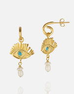 Load image into Gallery viewer, ER01149 Aquadan.co earrings, 24K gold-plated brass, Roman-inspired design.