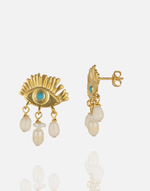 Load image into Gallery viewer, ER01150 24K gold-plated statement earrings by Aquadan.co, Roman and Hellenistic inspired design.