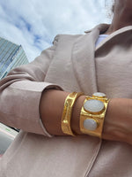 Load image into Gallery viewer, Stylish Constantine Cuff in 24k gold plate with elegant design.