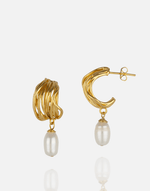 Load image into Gallery viewer, Golden Wave Pearl Hoops - Aquadan.co