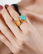 Load image into Gallery viewer, Turquoise and Labradorite Sultan Ring Adjustable - Aquadan.co