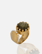 Load image into Gallery viewer, Turquoise and Labradorite Sultan Ring Adjustable - Aquadan.co