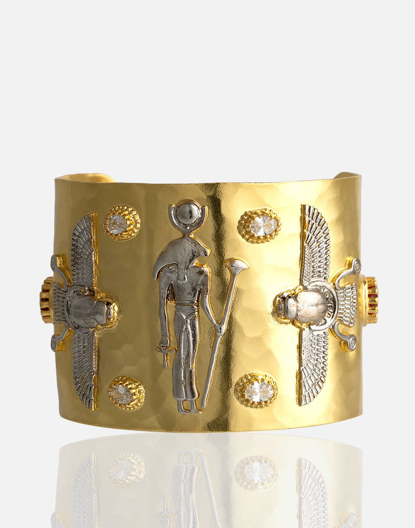 Ancient Egyptian eagle cuff bracelet with intricate design, code BR00166.