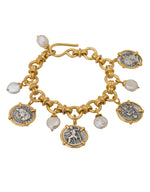 Cargue la imagen en el visor de la galería, Coins with pearls charming bracelet, BR00170, luxurious and elegant design.
