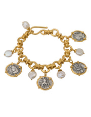 Coins with pearls charming bracelet, BR00170, luxurious and elegant design.
