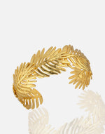 Load image into Gallery viewer, Gold Leaf Cuff with 24k gold plating over nickel-free brass.
