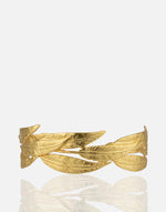 Load image into Gallery viewer, Feelings Leaf Cuff bracelet BR00328 with intricate leaf design, gold finish.
