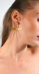 Load image into Gallery viewer, DragonFly with Natural Stones Earring
