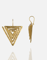 Load image into Gallery viewer, Handcrafted TRIA EARRINGS in 24k gold-plated, nickel-free brass.
