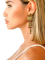 Cargue la imagen en el visor de la galería, Chandelier statement earrings in 24k gold plate over nickel-free brass.
