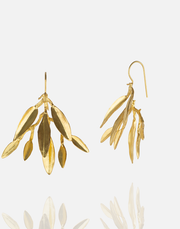 Dancing Leaves Earrings in 24k gold plate over nickel-free brass.