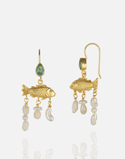 Golden Ocean Drop Earrings
