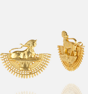 ER01139 Aquadan.co gold-plated brass statement earrings inspired by Roman and Hellenistic designs.