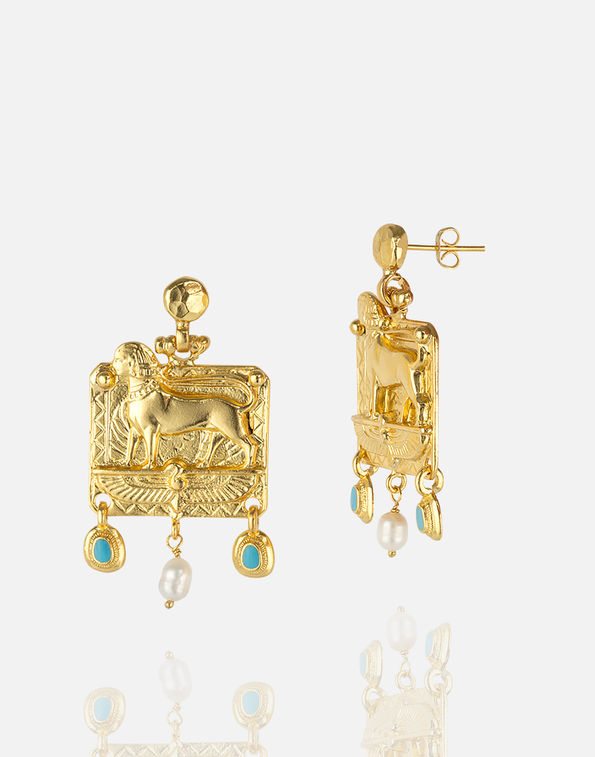 Pendientes de elegancia de Sphinx dorado
