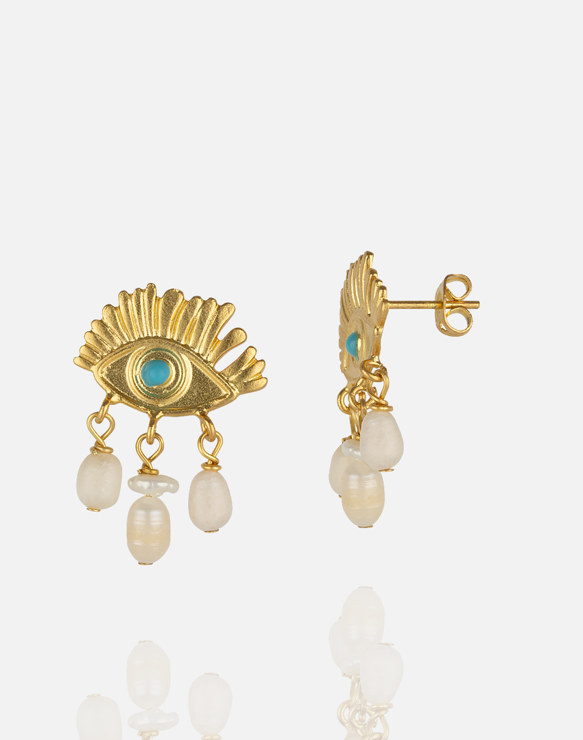 ER01150 24K gold-plated statement earrings by Aquadan.co, Roman and Hellenistic inspired design.