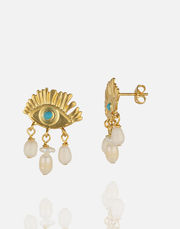ER01150 24K gold-plated statement earrings by Aquadan.co, Roman and Hellenistic inspired design.
