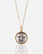 Luna Necklace with 24k gold over nickel-free brass, moon face pendant.