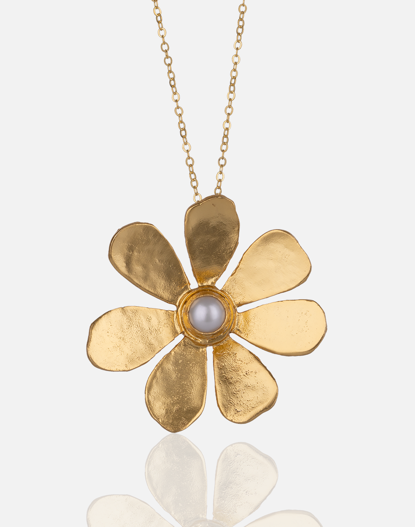 Collar de flor de orquídea dorada