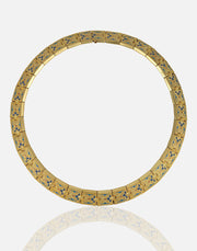 Royal Princess Flower Narrow Collar Necklace in 24k gold plate with floral design.