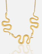 Load image into Gallery viewer, 24K gold plated Snake Familia Necklace with intricate snake design.
