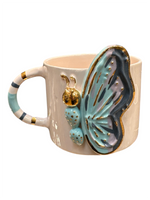 Cargue la imagen en el visor de la galería, Taza de cerámica de mariposa y platillo
