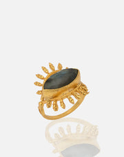 Luck Eyes Ring in 24k gold plate with decorative design.
