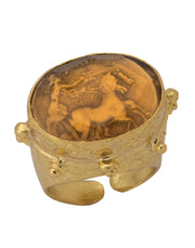 Handcrafted Aquadan.co RG00204 ring in 24K gold plated brass inspired by Hellenistic, Roman, and Greek mythologies.