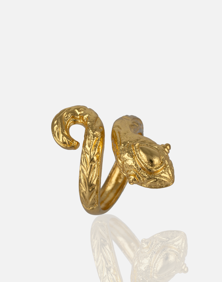24K gold plated brass ring RG00309 inspired by Hellenistic, Roman, and Greek mythologies.