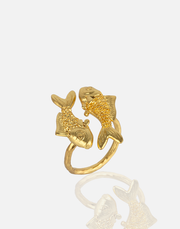 24K gold plated adjustable ring inspired by Hellenistic, Roman, and Greek mythologies, RG00322.