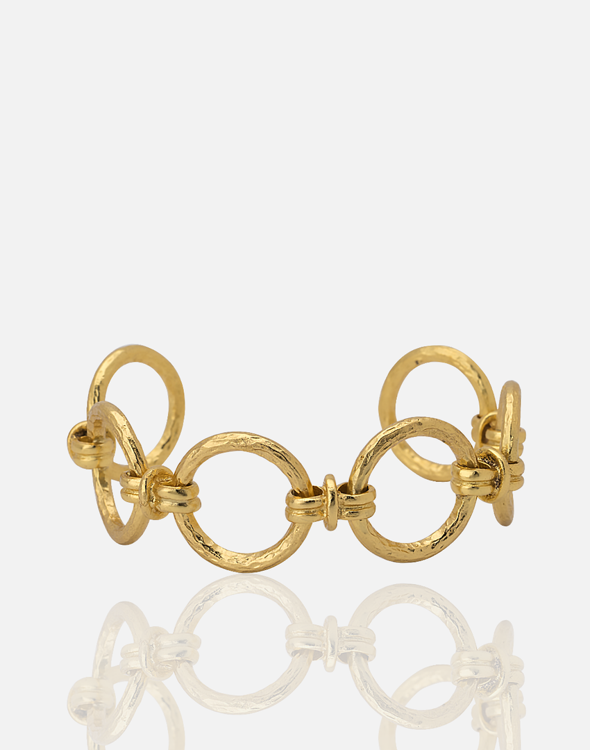 Linked Circles Bracelet with Hellenistic design, elegant gold accessory BR00159.