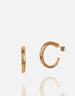 Load image into Gallery viewer, Antique hoop earring in 24k gold plate over nickel-free brass.
