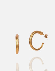 Antique hoop earring in 24k gold plate over nickel-free brass.