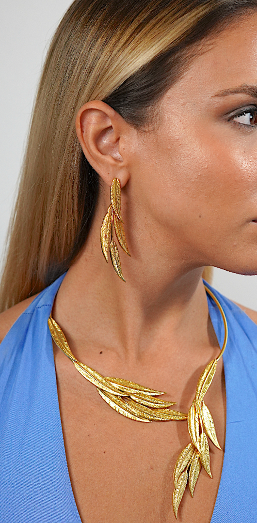 Golden Whispering Leaves Earrings