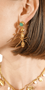 Load image into Gallery viewer, Golden Ant Statement Earrings - Aquadan.co
