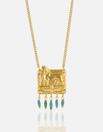 Cargue la imagen en el visor de la galería, Golden Sphinx Turquoise Necklace - Aquadan.co
