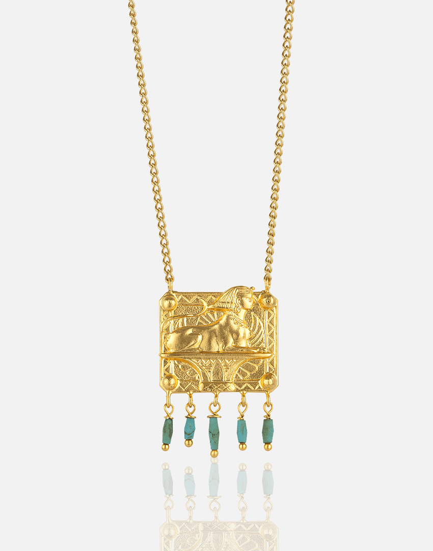 Natural Stone Tear Drop Eyptian Necklace - Aquadan.co