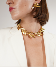 Olive Branch Necklace in 24k gold plate.