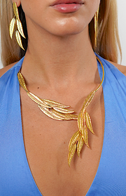 Leafs Choker Necklace in 24k gold plate over nickel-free brass.