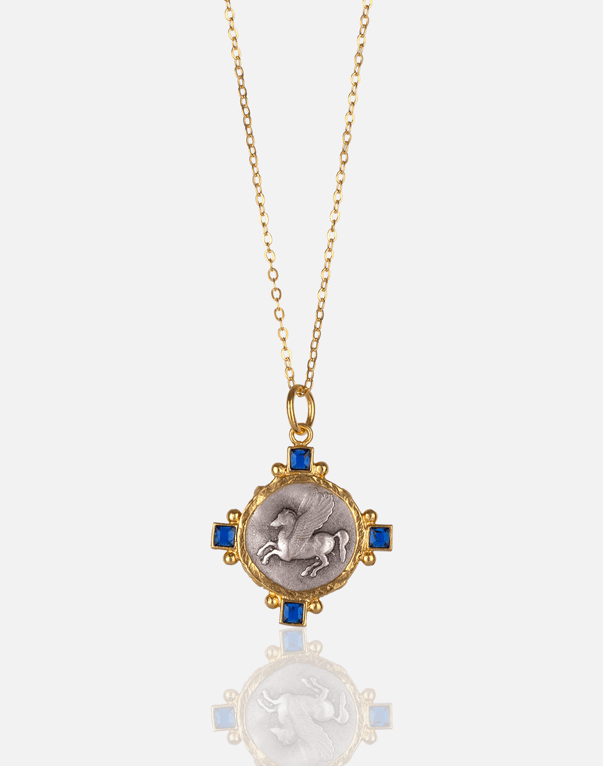 Pegasus Sapphire Medallion Necklace - Aquadan.co