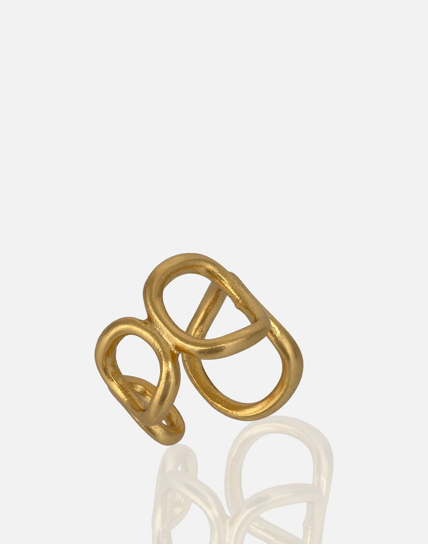 RG00268 adjustable 24K gold plated brass ring inspired by ancient mythologies.